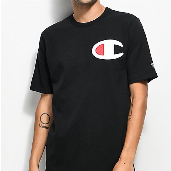 Champion Classic Satin Patch T-Shirt Black Small - Picture 2 of 8